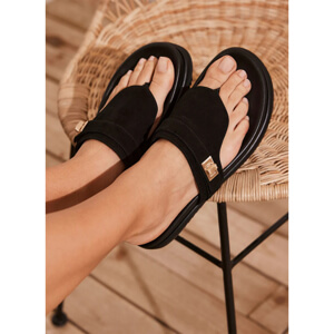 Mint Velvet Cas Black Suede Chunky Flip Flops